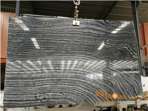 Silver Wave Wooden Zebra Grey/Black Marble Slabs/ Bookmatch Polished