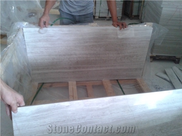 China White Wood Grain Marble Tiles Serpeggiante