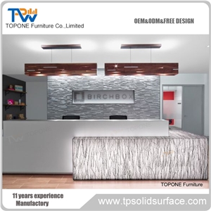 Acrylic Solid Surface Corian 2 People Designed Recetion Counter