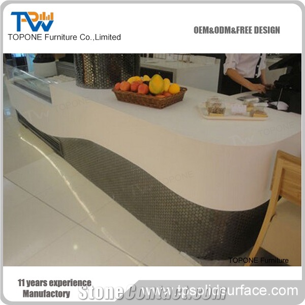 Acrylic Solid Surface Environmental Material Reception Desk Design