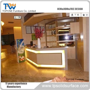 Acrylic Solid Surface Flower Decorated Modern Bar Counter