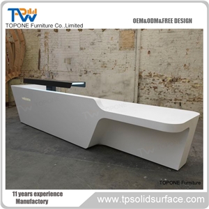Acrylic Solid Surface Reception Counter Artificial Stone Front Desk
