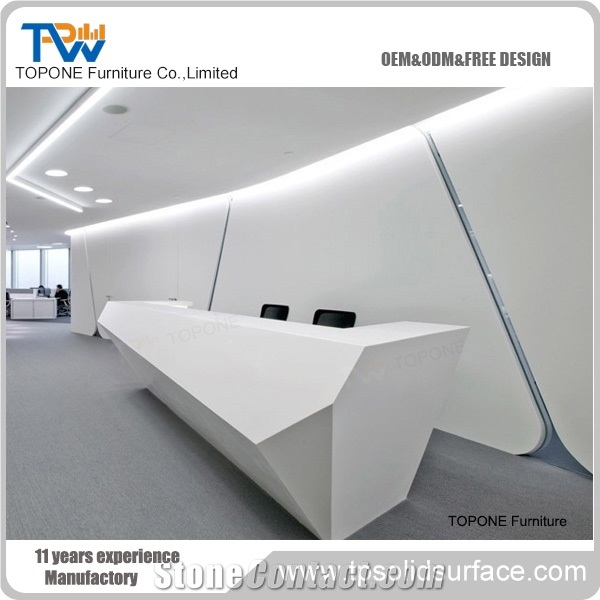 Artificial Marble 3 Seater Workstation Hotel Reception Desk From