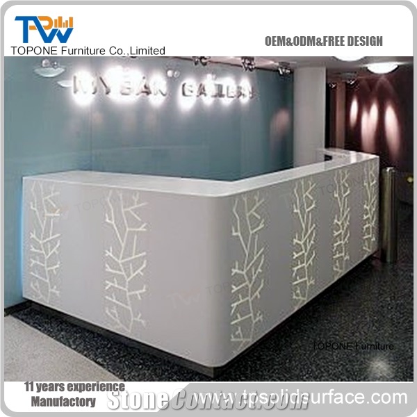Customized New Design Round Reception Counter Made by Artificial Stone