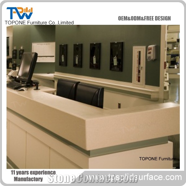 Direct Sale Corian Solid Surface Reception Counter for Hotel