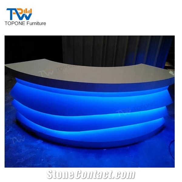 Factory Custom Marble Top Curved Led Cafe Restaurant Pub Bar Counter