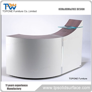 High Evaluation Arc Design Acrylic Solid Surface Reception Table