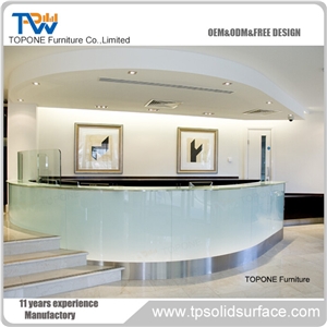 High Gloss Round Table Tops,Artificial Stone Reception Counter/Desk
