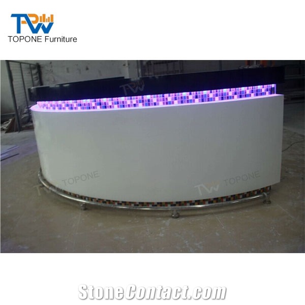 Home Furniture or Nightclub Furniture Round Led Marble Bar Counter Top
