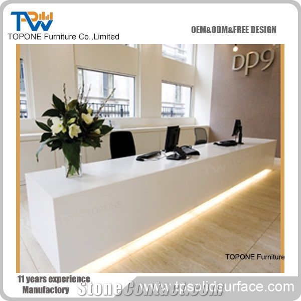 Luxury Artificial Marble Stone Reception Desk Retail Store Front