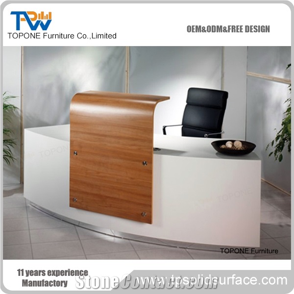 Manmade Stone Semi-Round White Reception Counter
