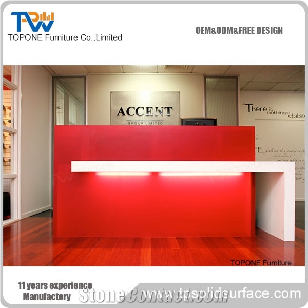 Modern Design High Gloss Solid Surface Reception Desk