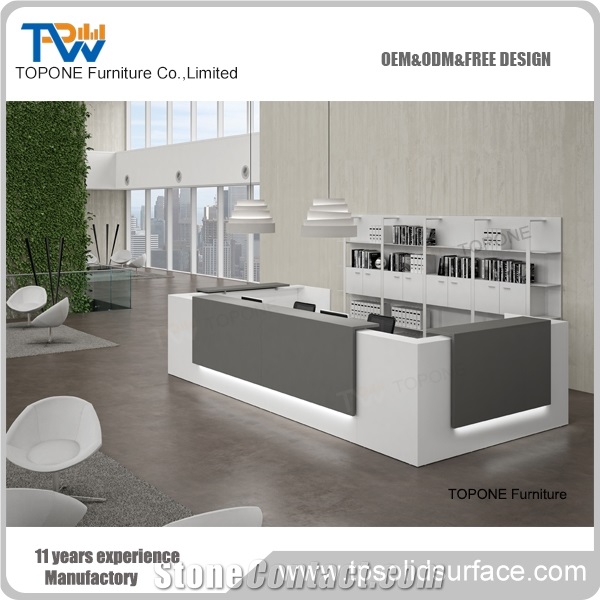 Modern Simple High Gloss Solid Surface Reception Desk