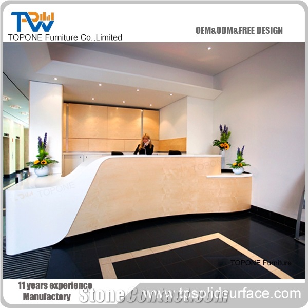 Modern Style Acrylic Solid Surface Hotel Fancy Reception Counter