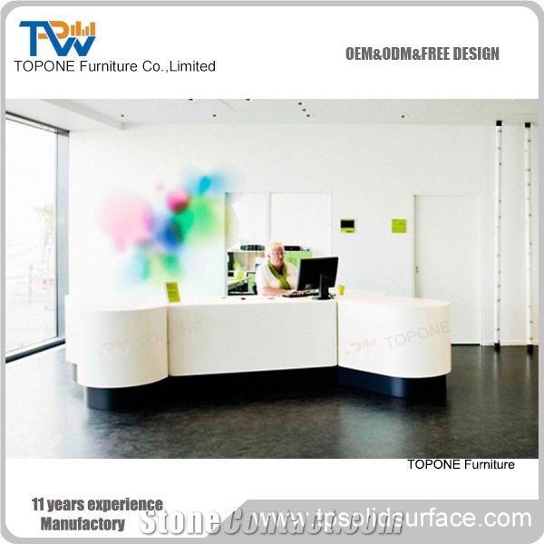 Modern Wihite Solid Surface Bank Reception Desk