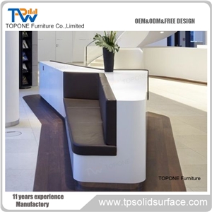 Orange Reception Counter for Office Pure Acrylic Solid Surface