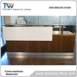 Red Solid Surface Curved Reception Counter