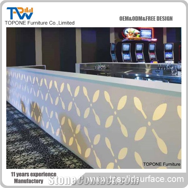 White Artificial Marble Stone Hotel Reception Counter Design