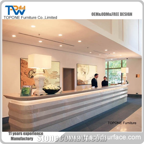 White Countertop Straw Picture Led Reception Counter