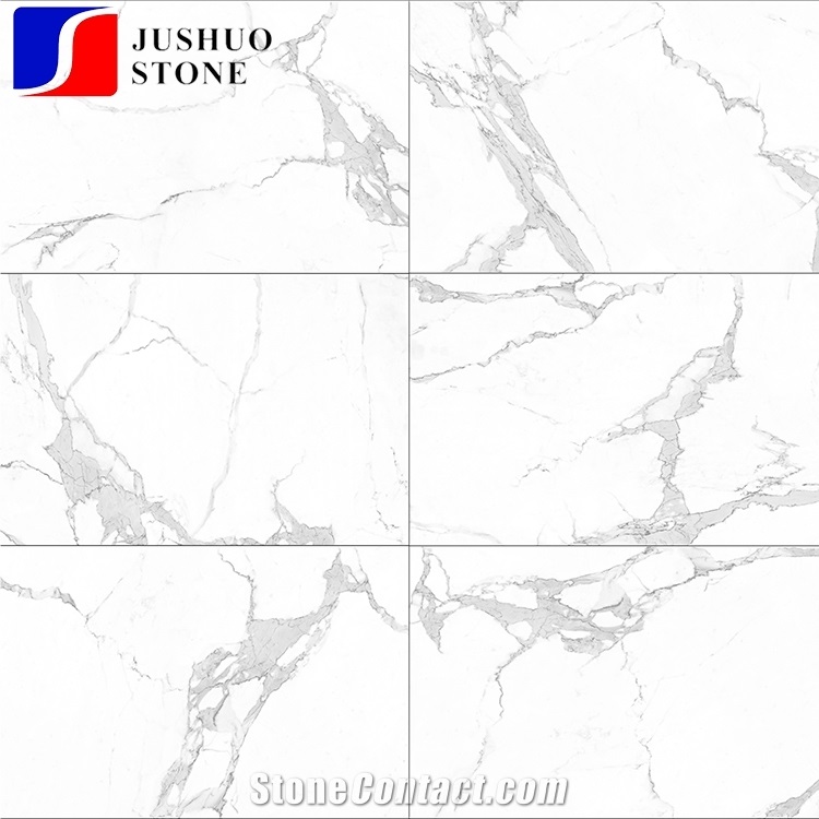 Carrara White Marble Looks Bathroom Design Polished Porcelain Tiles 32x32