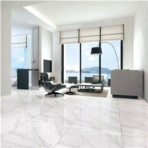 Carrara White Marble Looks Bathroom Design Polished Porcelain Tiles 32x32