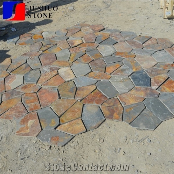 Cheap Beige Slate Mesh Stone for Exterior Flooring Cover Decoration