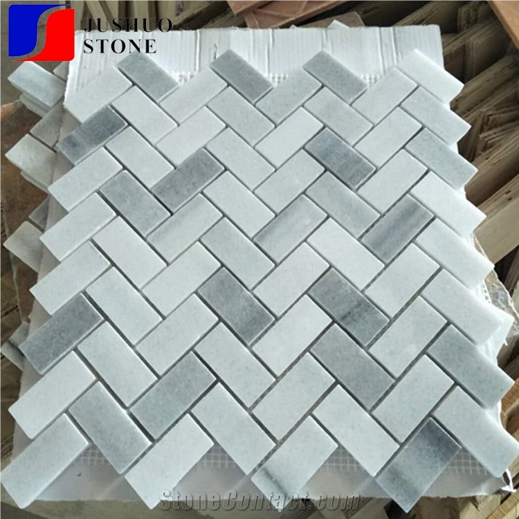 Cheap Stock Carrara White Marble Mosaic Design with Backsplash Tiles