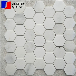 Cheap Stock Carrara White Marble Mosaic Design with Backsplash Tiles
