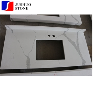 China Man Made Polished White Quartz Bath Countertop