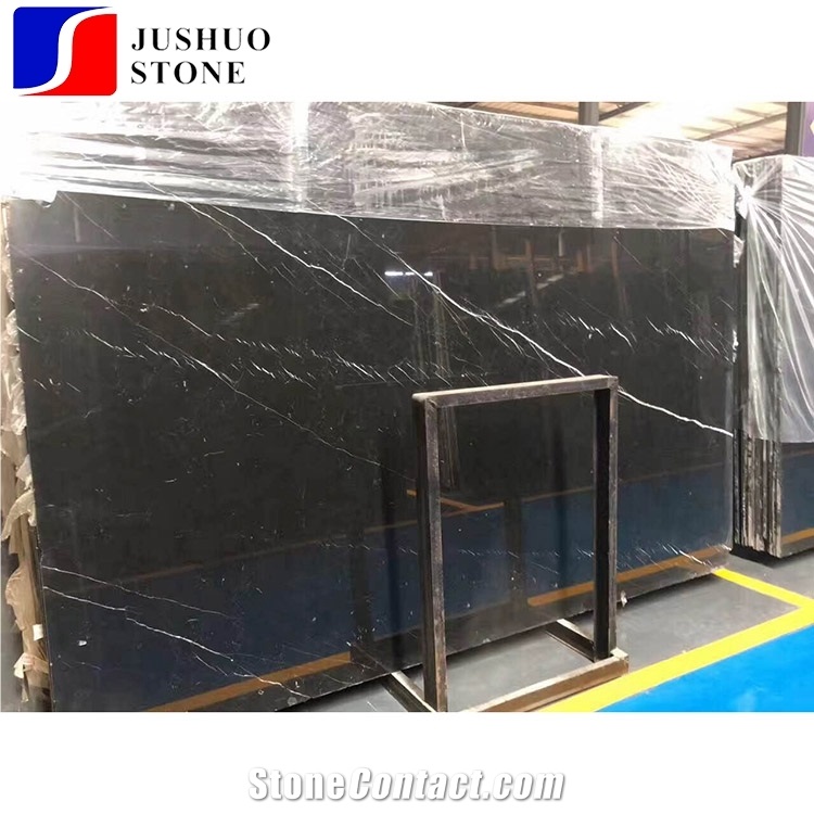 Spanish Quality Black Marquina Marble Slab White Grani Building Stone