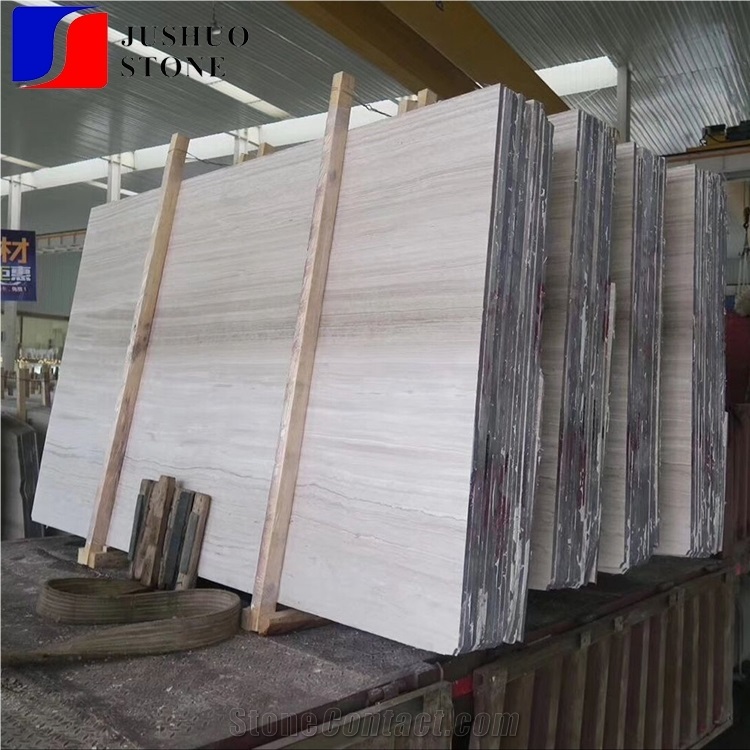 White Wood Grain Marble Slabs&Tiles for Wall Cladding,Flooring Covers