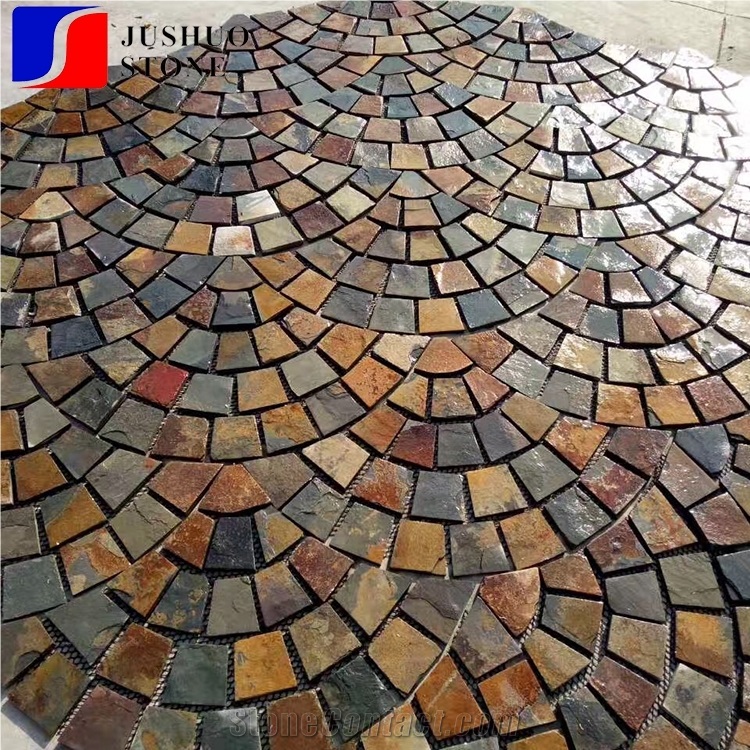 Xiamen Durable Natural Rusty Slate Wall Mesh Backed Pavers