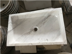 Natural Stone White Marble Wash Basin Bath Sinks with Washboard