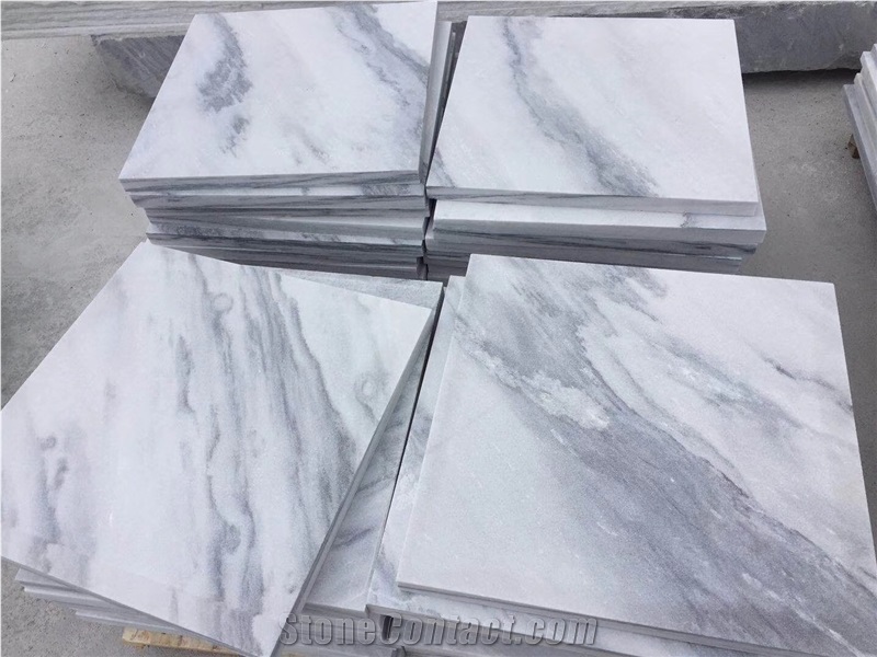 Blue Sky White China Marble Wall Panel Tile,Machine Cutting Slabs Floor Cover Interior