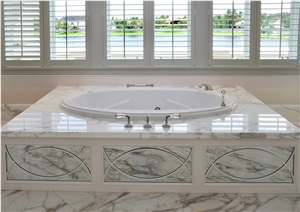 Calacatta Gold Marble Tile Panels Bathroom Floor Paving Design