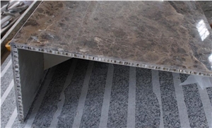 Dark Emperador Marble Honeycomb Stone Panel Slab Lightweight Hotel Floor Paving