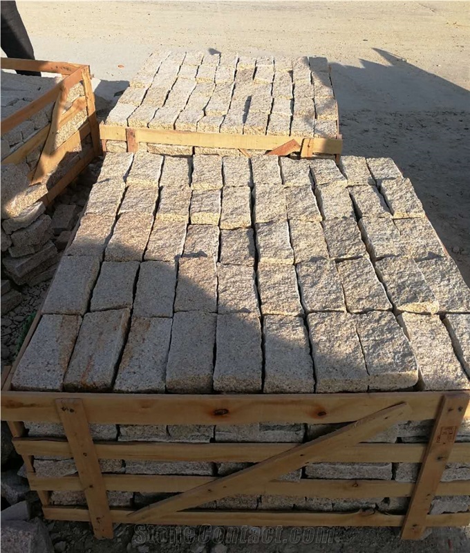 G682 Giallo China Beige Granite Brick Cube Stone Paver,Walkway Stone