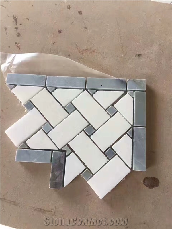 King Black Marble Mix Crystal White Mosaic Pattern Bathroom Wall,Floor