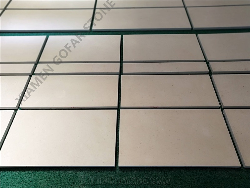 Moca Cream Beige Limestone Pattern Tile Floor Paving Panel,Crema Coral Stone Sheet Gofar