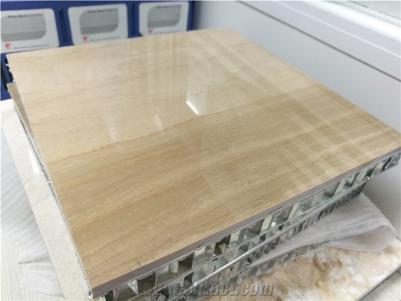 Silver Travertine Lightweight Honeycomb Stone Panel,Wall Cladding Tile Vein Cut