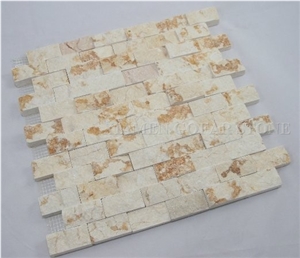 Sunny Beige Mosaic Split Face Wall Tile,Villa Exterior Wall Cladding Gofar Stone