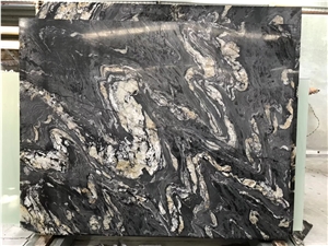 Titanium Black Swan Granite Brazil Slab,Machine Cutting Nero Gold Panel Tiles Hotel Floor