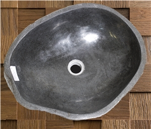 Indonesia Natural River Stone Wash Basin with Edging for Bathroom