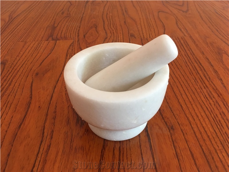 White Marble Stone Mortar and Pestle