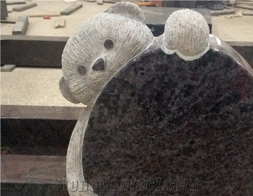 Bahama Blue Granite Teddy Bear Tombstone for Childer Single Monuments