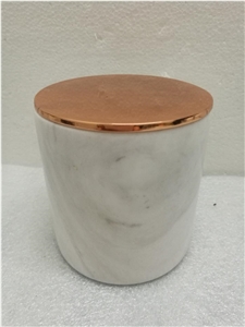 Marble Candle Holder Jars with Lid