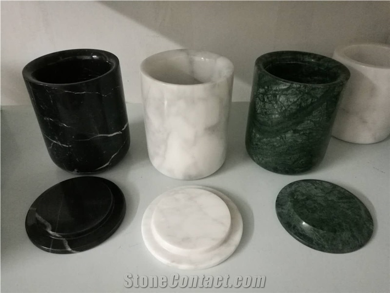 Marble Candle Holder Jars with Lid