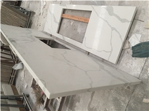 Engineered Stone Calacatta White Looks Quartz Slab