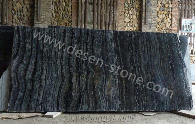 Silver Waves/Kenya Black/Ancient Wood Marble Stone Slabs&Tiles Walling