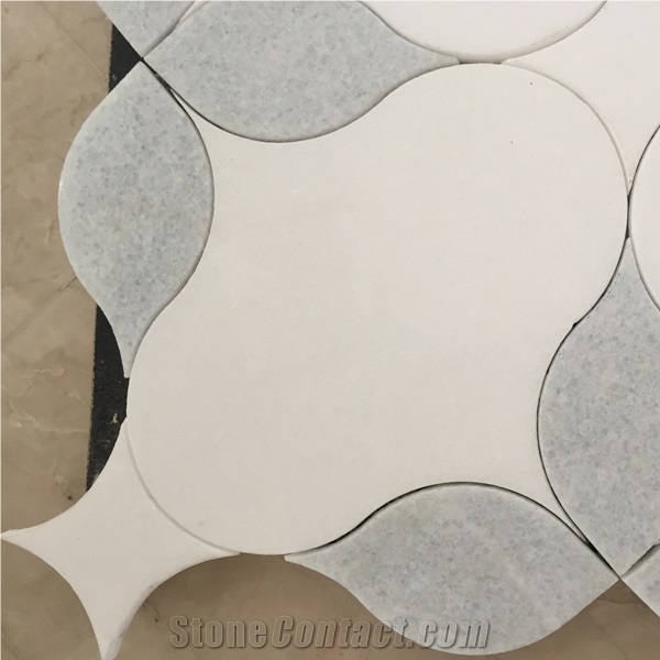 Bathroom and Kitchen White Grey Marble Floor Mosaic Tiles Backsplash